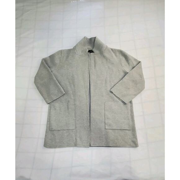 J Crew Size S Merino Wool Sweater Blazer Women’s Light Gray Knit Jacket Ca13 - Picture 1 of 8